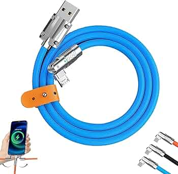 Gratoon 180 Rotating Fast Charge Cable 120w Fast Charge Type C USB Cable Silicone Data Cables,LED Indicator Flexible Rotary Connector for Micro USB Le...