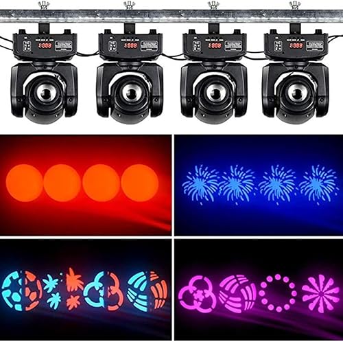 Vista 2 de BETOPPER Luz de cabeza móvil Iluminación de escenario 8 GOBO 8 colores 9/11 canal DMX-512 con sonido activado para DJ Party Bar Club Iluminación