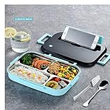 Estructura de doble capa: nuestra fiambrera está especialmente diseñada con una estructura de dos capas, hay un cuenco de acero inoxidable en el interior y una caja de plástico exterior, que es más saludable y sostenible que las cajas Bento de plástico. Puedes poner agua caliente en la fiambrera para mantener la comida caliente durante más tiempo.