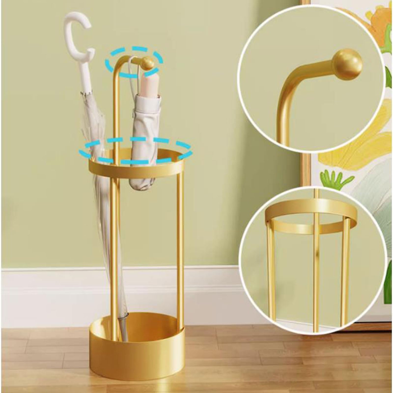 Stojak na parasole Stojak na parasole do użytku domowego przy wejściu, parasol/laska Biuro(Gold)