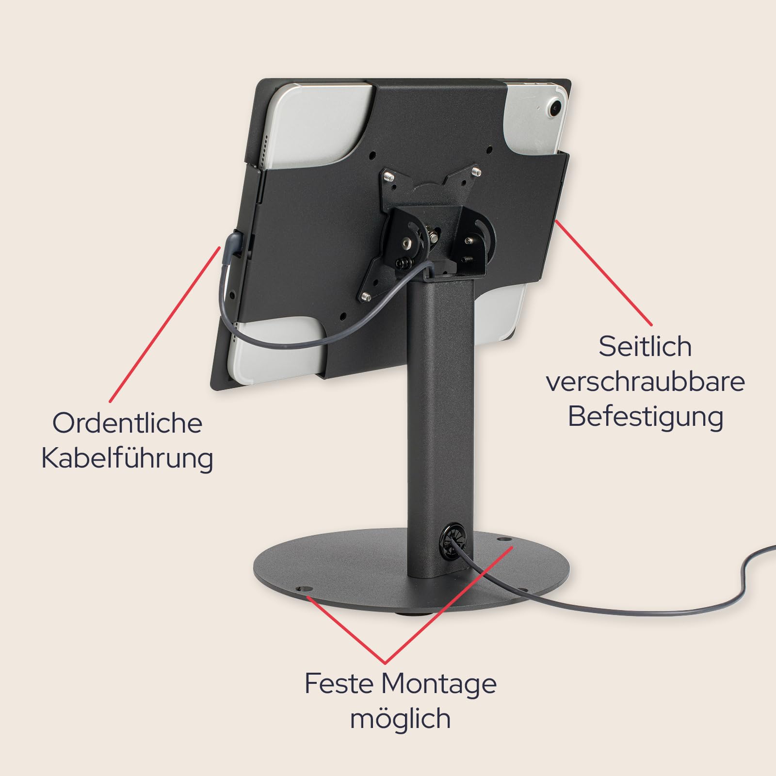 Lite freistehende Tablet Tischhalterung | dreh- & neigbar | Tablet Ständer mit beschwerter Basis für Tresen & Schreibtische | kompatibel mit Samsung Galaxy TAB A9+ & A11+ | 11 Zoll | weiß