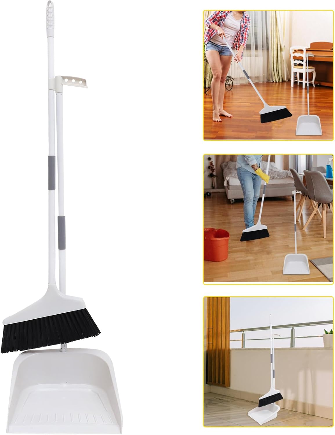 VALICLUD 1 Set Home Broom Kit with Long Handle Dustpan Soft Bristle Sweeping Tool for Efficient Floor Cleaning Household Spaces for Tile and Surfaces