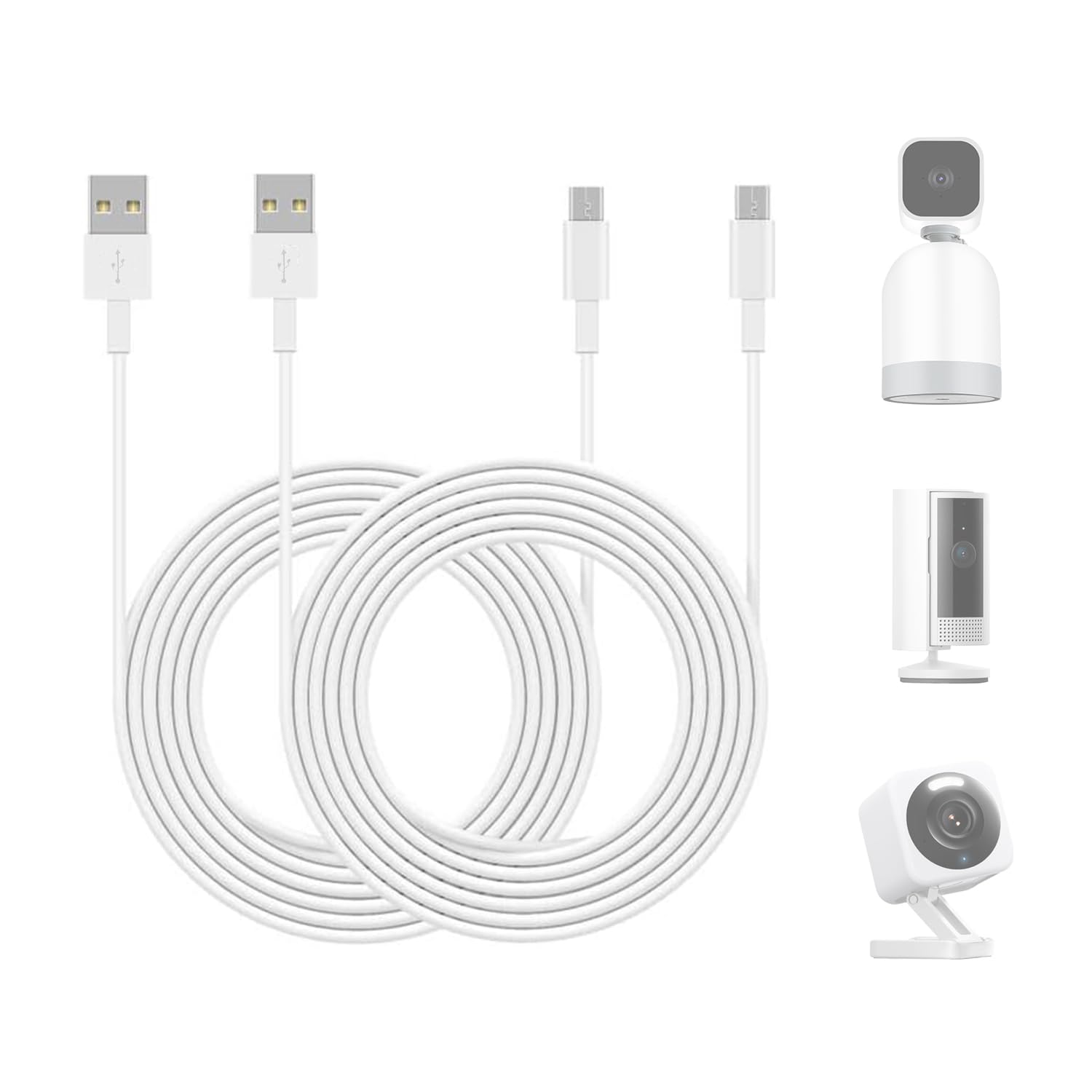 Photo 1 of 2 Pack 16.4FT Power Extension Cable Compatible with Wyze Cam V4,Wyze Cam V3,Wyze Cam OG, Blink Mini, Ring Indoor Cam (2nd Gen), Blink Mini Pan Tilt, Camera Extension Cable Cord for Security Camera