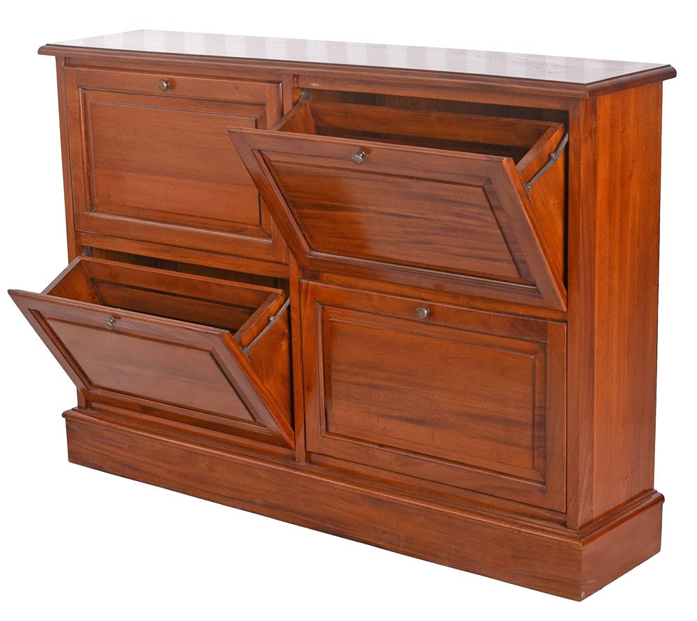 Schuhschrank Mahagoni Schuhregal Schuhablage Schuhständer 130 cm Braun mar207 Palazzo Exklusiv