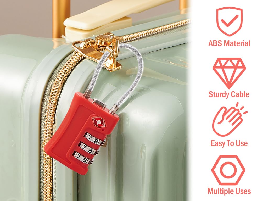 Lucchetti TSA Per Valigie 2 Pezzi - Combinazione A 3 Cifre, Cavo Flessibile, Approvati Per Il Viaggio - Foto 3