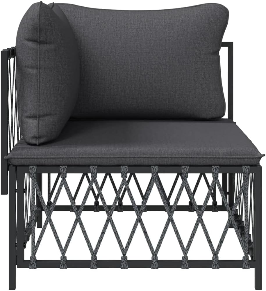 Patio Corner Sofa with Cushions Anthracite Woven Fabric,Weight:25.35lbs,364142