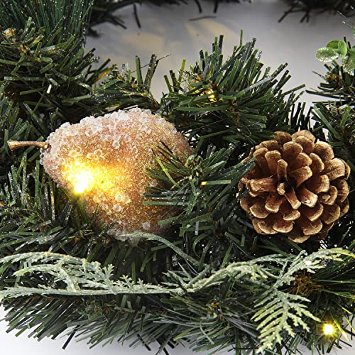 Christmas Wreath 20" Christmas Front Door Wreath Ornament With Led Lights Pinecone Berries Artificial Pine Garland For Party Table Fireplaces Porch Walls New Years Halloween Home Decor #TOP4