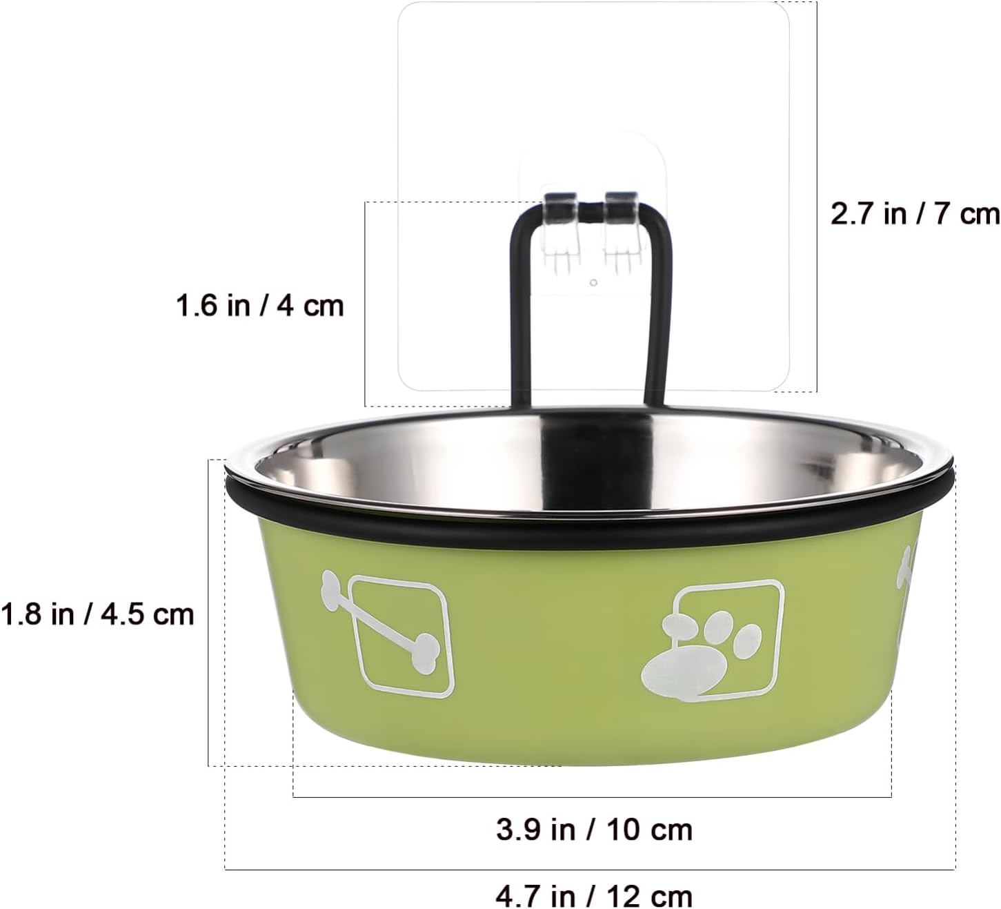 SUPVOX Hanging Cat Food Bowl Set 2 Stainless Steel Wall-Mounted Pet Bowls with Space-Saving Design - 4.72 Inch Non-Slip Feeding Dish for Cats