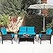 HAPPYGRILL 4-Piece Patio Furniture Set Outdoor Rattan Wicker Conversation Set with Coffee Table, Sectional Sofa Bistro Set with Cushions for Garden Poolside Backyard