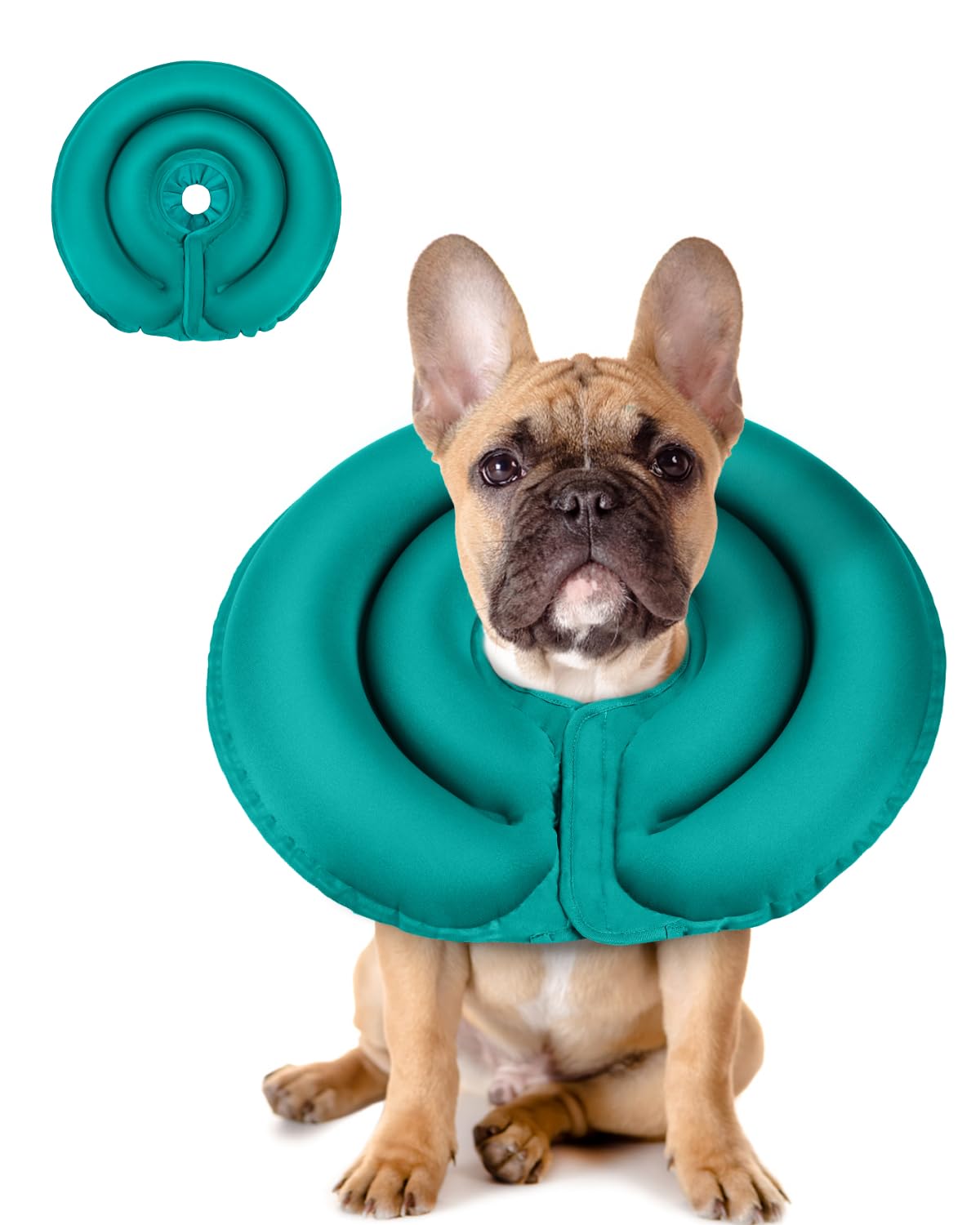MIDOG Patented Inflatable Dog Cone, Soft Recovery Collar, Blue, M