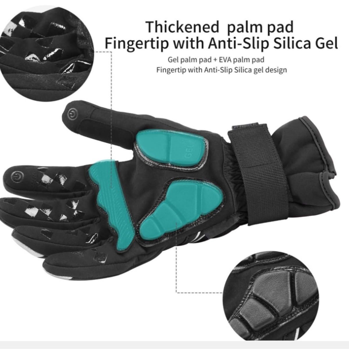 Guantes de Ciclismo El Cojín del Gel De Los Guantes De La Bicicleta Calienta Todos Los Guantes De La Pantalla Táctil De Los Guantes De La Bicicleta del Dedo Guantes Deportivos(Grün,M)