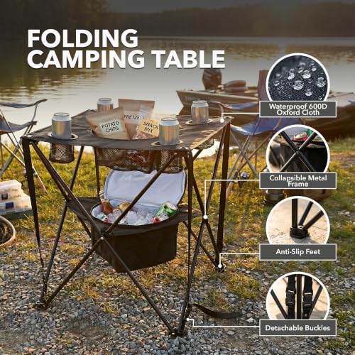 OVENTE Mesa de Camping Plegable con Enfriador Integrado, Negra POTC0014B miniatura 5