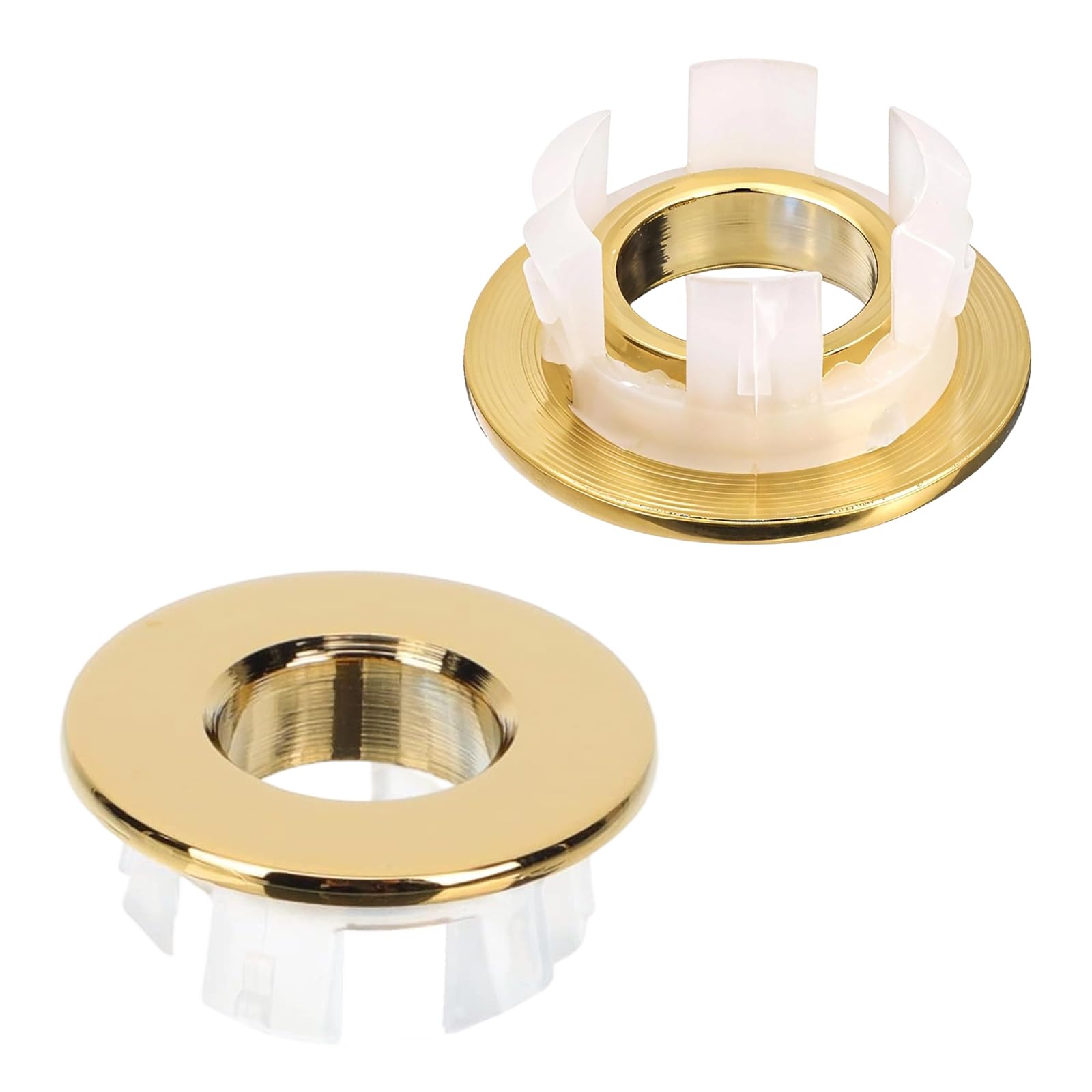 Kaslcwa Gold 2 Pcs Sink Overflow Ring Brass Sink Overflow Ring, Sinks Trim Overflows Cover, Copper Insert Hole Sinks Overflows Cover, Basin Drain Covers Caps For Kitchen, Bathroom, Bathbub, Washbasin