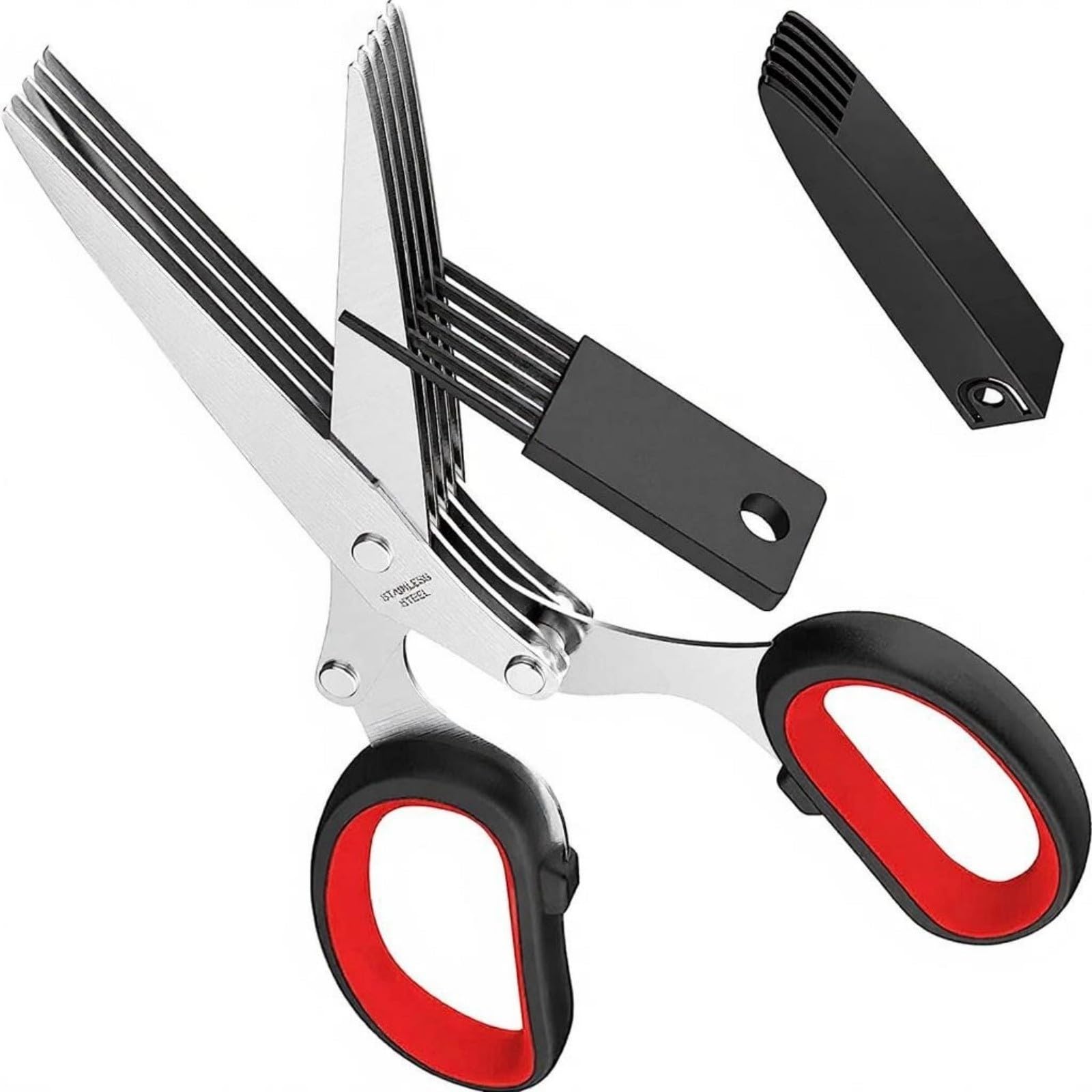 Tsophreniq Professional Multipurpose Kitchen Shears 5 Sharps Scissors with Protective Cover Comb for Vegetables Paper Steel Shredding Scissors