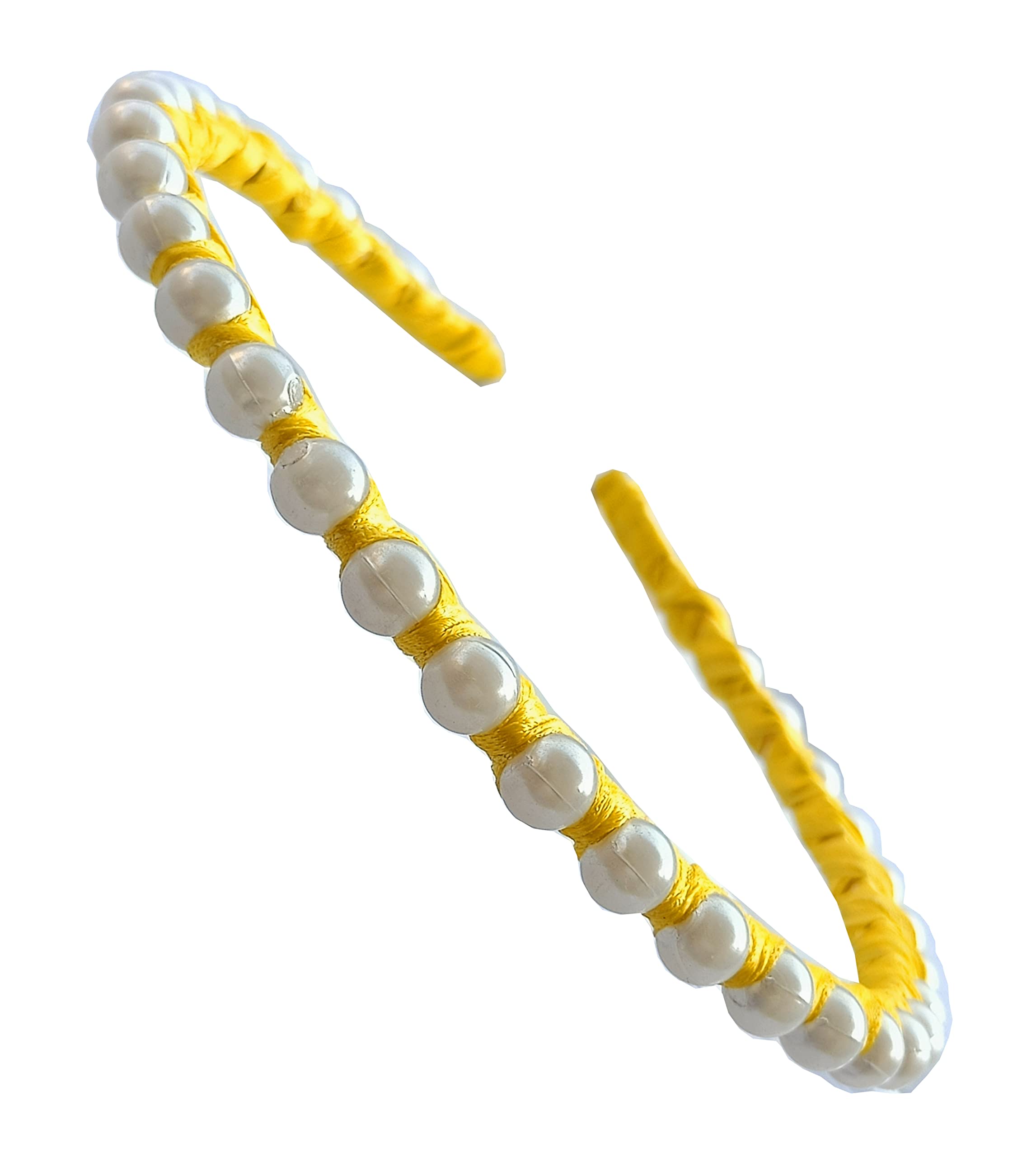 Pearl Beads Colorful Ribbon Decoration Headband Hair Band for Girls, Women and Kids (Yellow) (B09VNPC1GV) Amazon Price History, Amazon Price Tracker