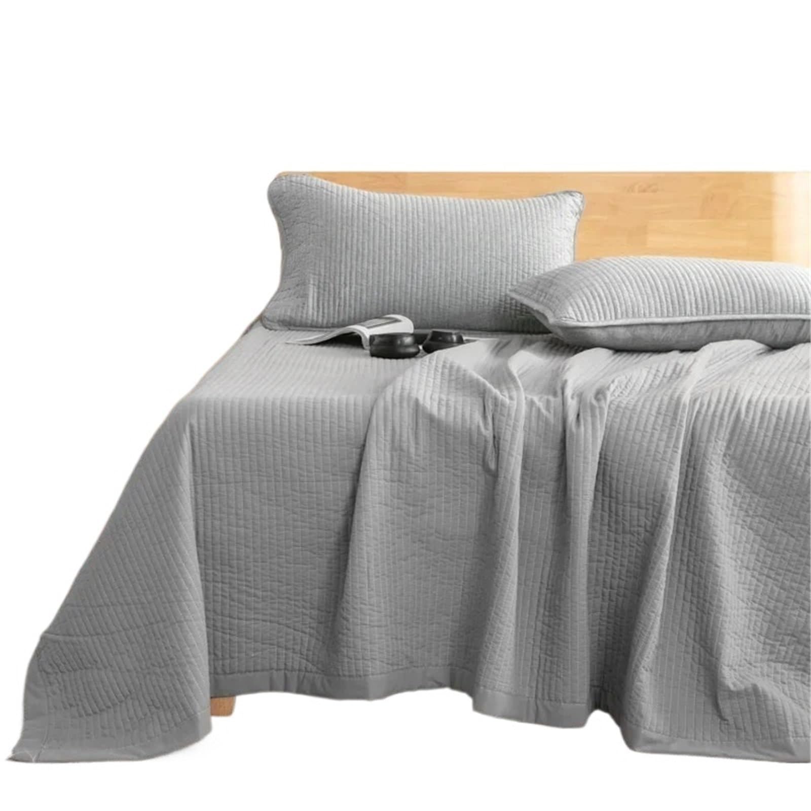 DAJGRHE Bedspread Washed Cotton Padded Bed Cover Thickened Sheets Breathable and Comfortable(Only 2pcs Pillowcase)