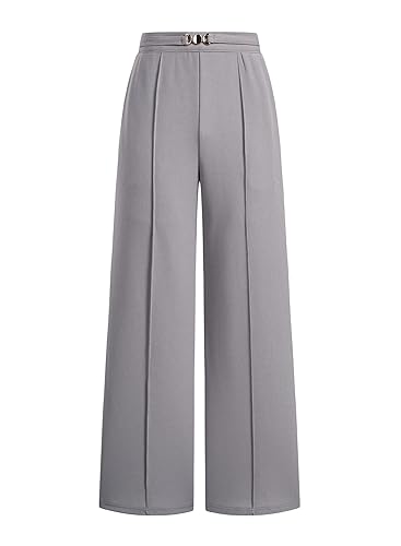 EVAELSS Wide Leg Pants Women Straight Elastic High Waisted Work