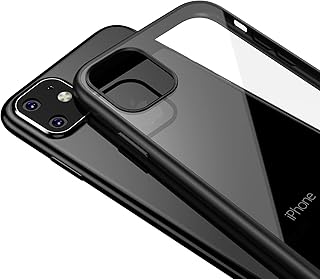 LAYJOY Compatible with iPhone 11 Case, Slim Silicone Flexible Black TPU Bumper and Transparent Hard PC Case Shockproof, Anti-Scratch, Camera Protective Cover Compatible with iPhone 11 6.1" - Clear
