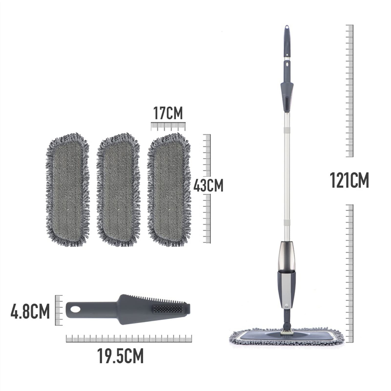 Microfibra Spray FRONE for Limpieza DE Piso Moja Y Seca DE PUBLO DE PIEJO DE Pluma DE 360 Grupo con Tanque DE Agua FRONEJO Plante HOGAR con 3 MOP RECAMENTE Pads (Color : Mop with 4pads)