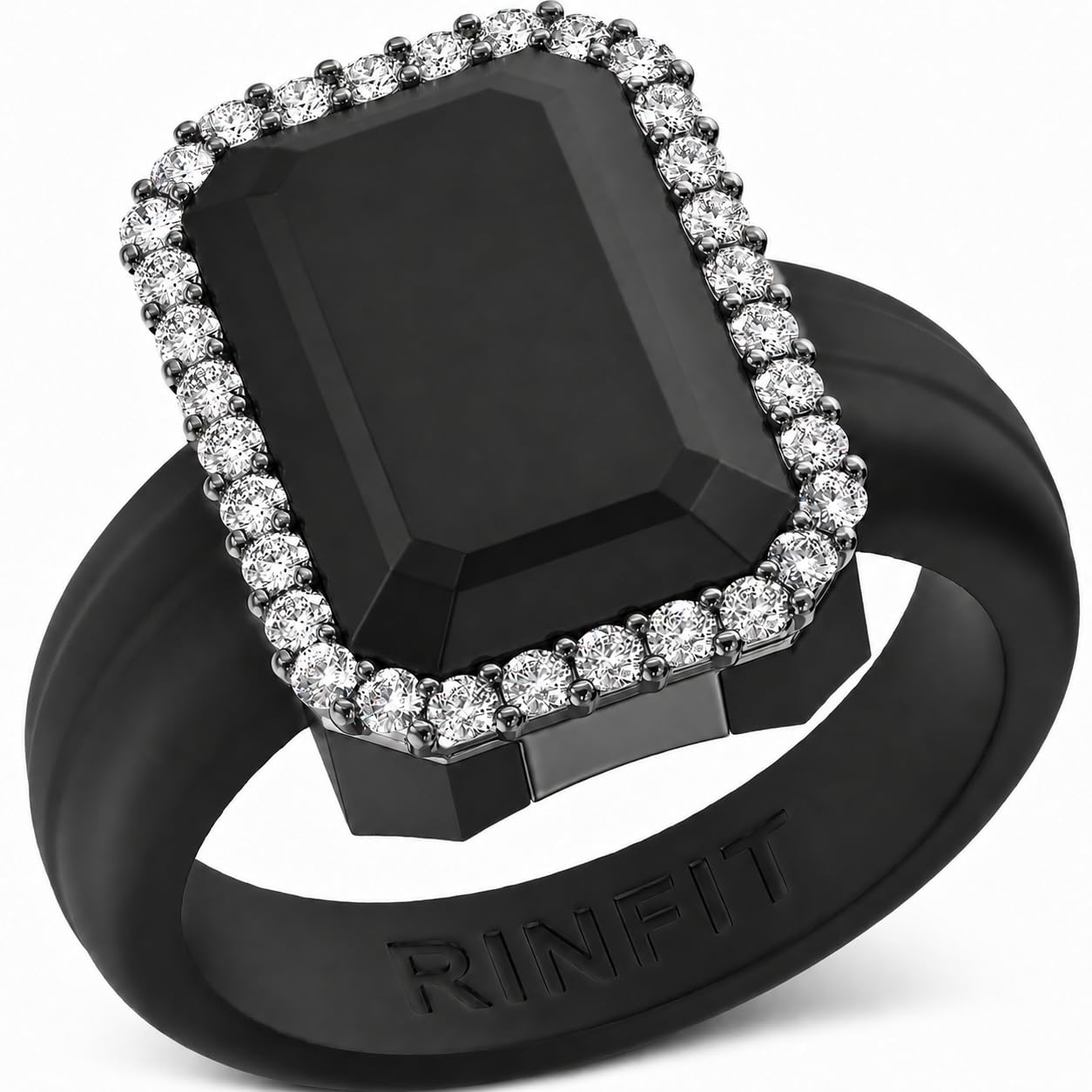 Rinfit Emerald Silicone Ring with CZ Stones for Women