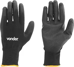 Vonder, Luva De Poliéster Com Poliuretano, Preta, Tamanho 8, Ppv 1008.