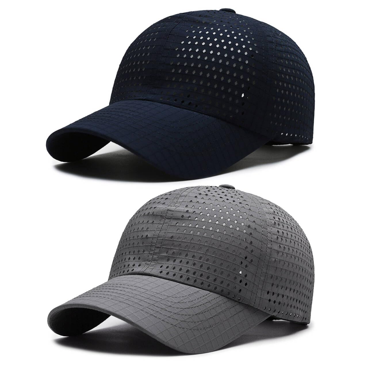 AYPOW 2 Pcs Basecap Herren Damen, Atmungsaktivem Schnelltrocknend MeshBaseball kappen Unisex, Leichte Verstellbar Schildmütze Snapback Caps Sonnenschutz Tennis Laufen Cappy Draußen Sport Sommer