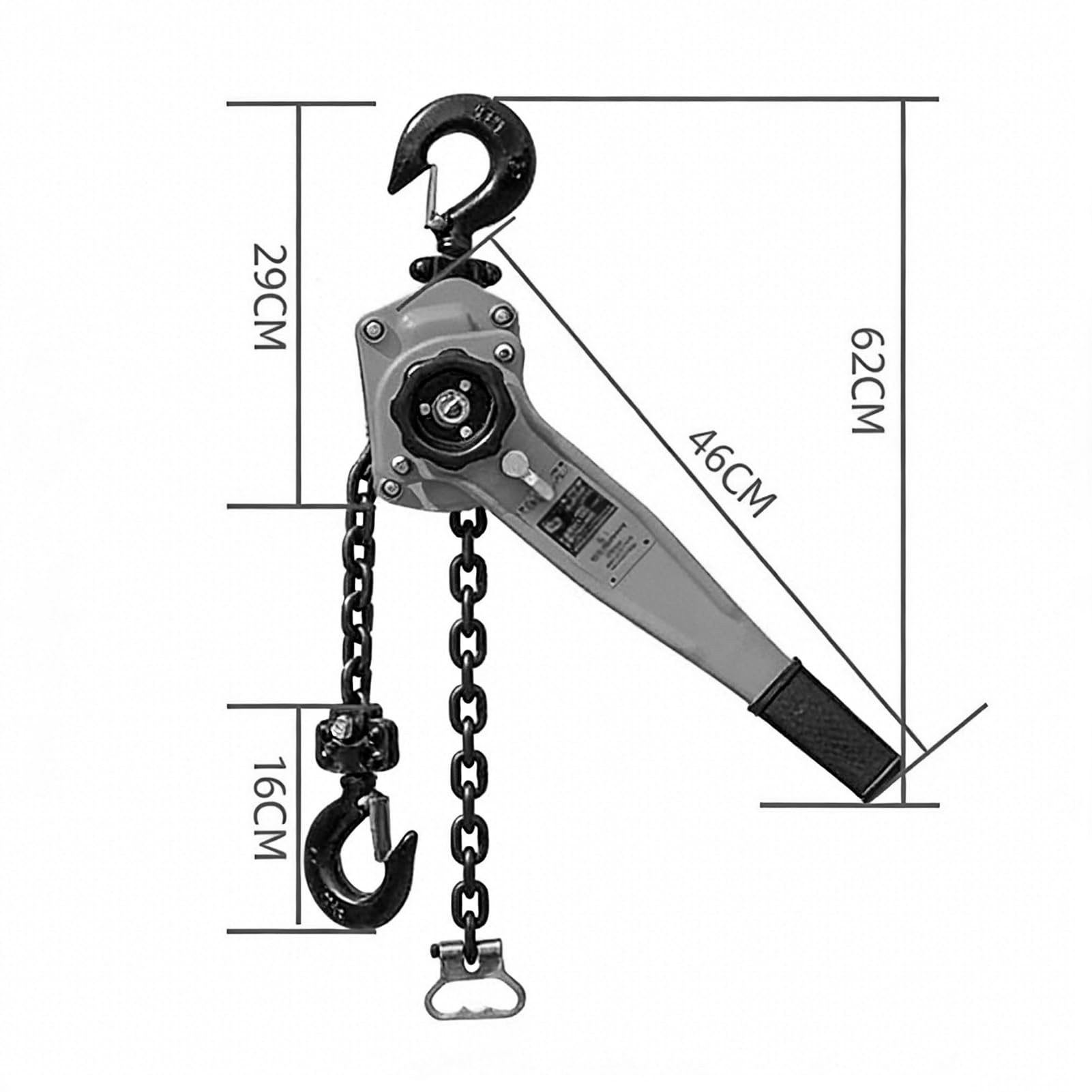 TY&WJ 3/4 Tonne (750Kg) Handhebel-Kettenzug, 1,5M Handkettenzug G80-Kette Mit 360° Drehhaken Hebelzug Manueller Hebezug Für Werkstatt, Fabrik, Kai,1+1/2ton,1.5m/5Ft