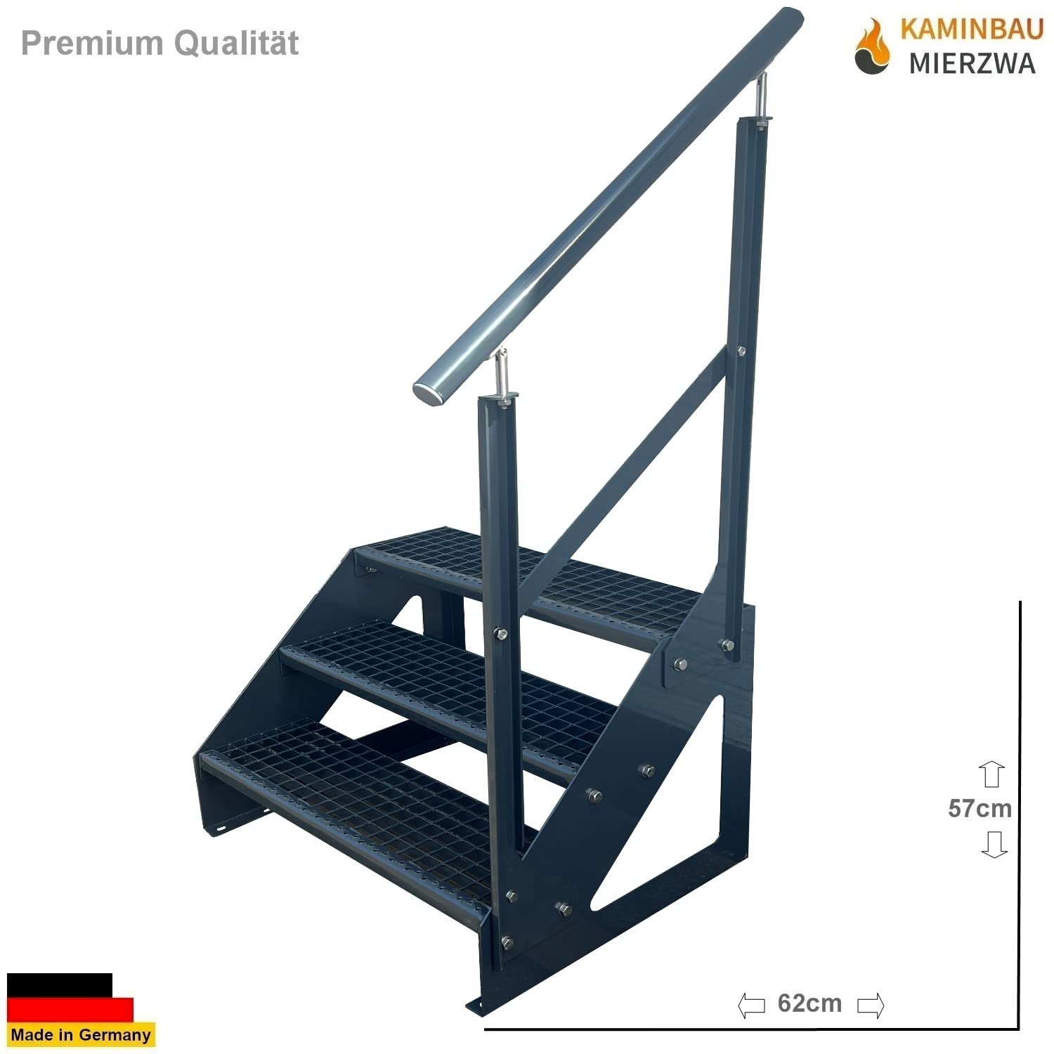 Scala Autoportante In Acciaio Zincato 3 Gradini - 63x80x57 Cm, Antracite, Per Esterni - Foto 11