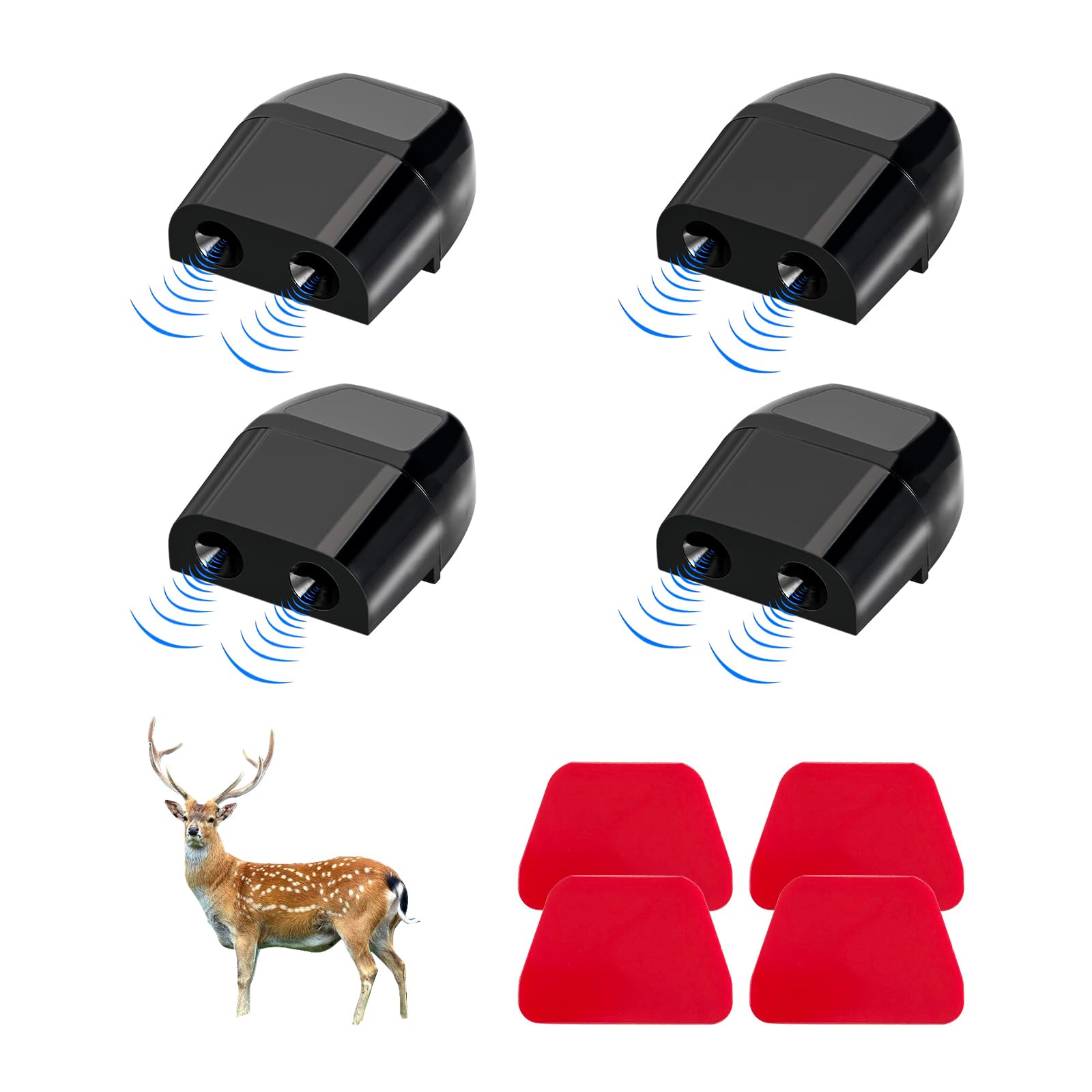 4PCS Car Deer Whistles, Automotive Deer Whistles Warning Device with Rubber Pads, Whistle Save a Deer Avoids Collisions, Car Accessories (Black)