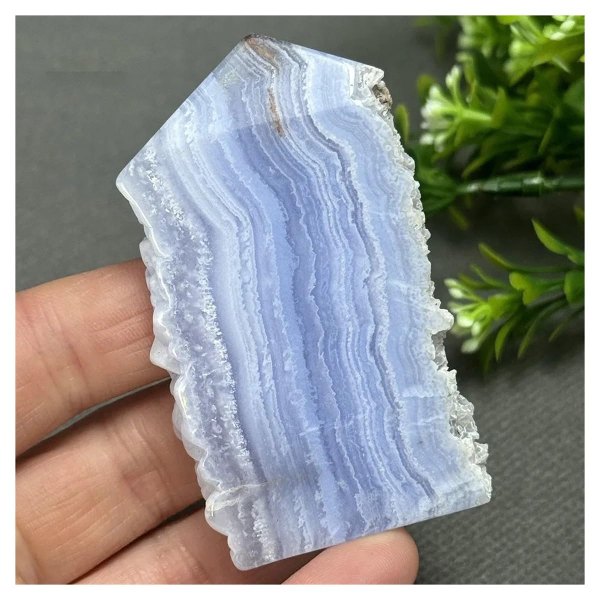 LQYXGS Crystal Stone Home Decor Natural Blue Lace Agate Slate Slices Mineral Raw Stone Home Decoration(54g 66mm)