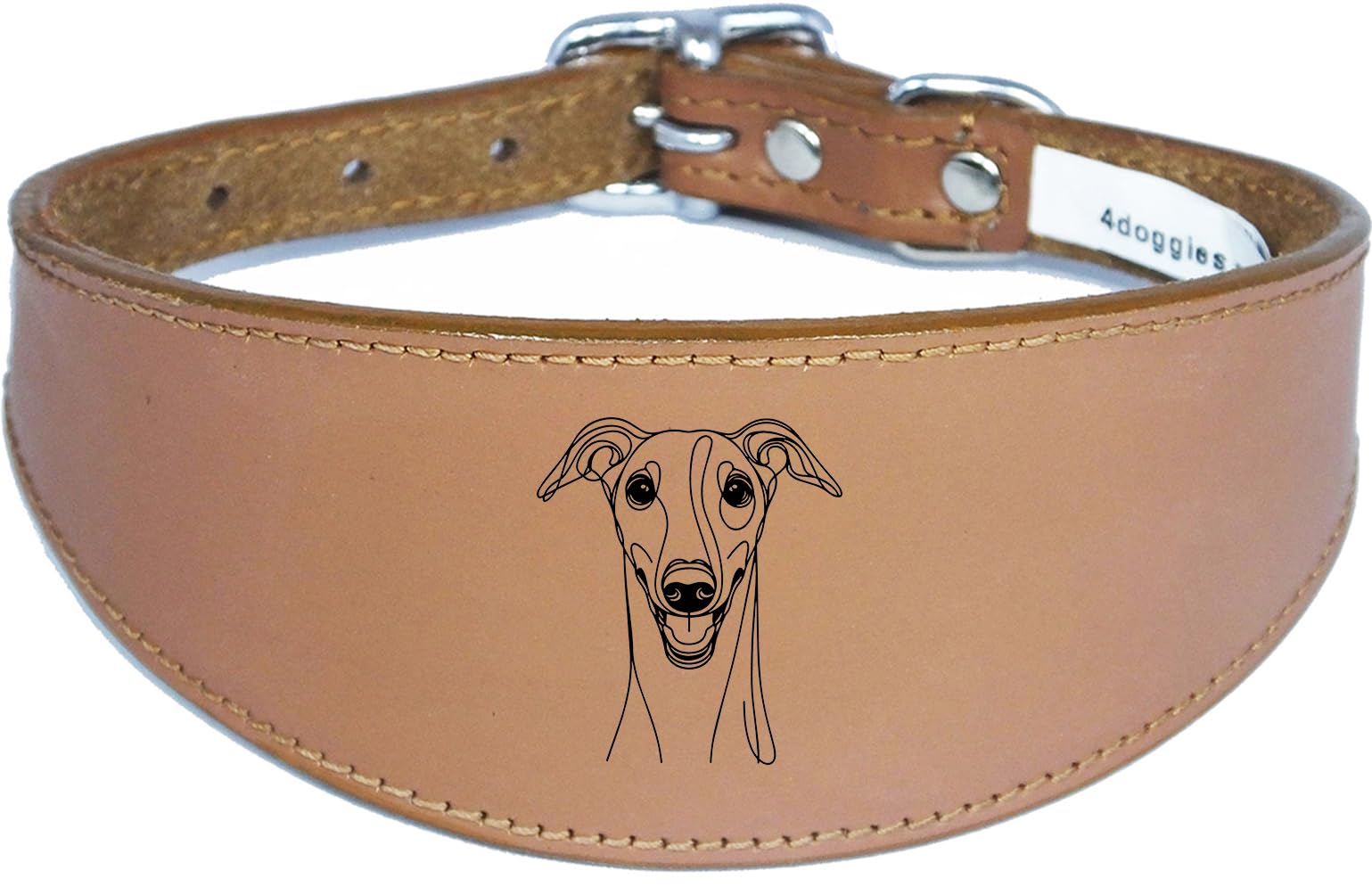 Sighthound Wide Leather Collar Handmade for Iggy, Lurcher, Whippet and Greyhound, NL9