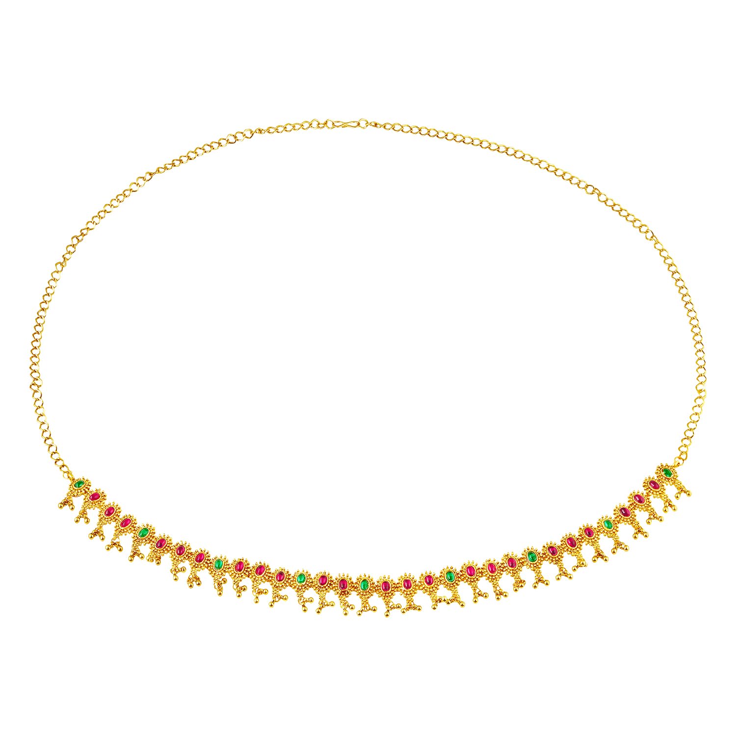 Gold Plated Rani Pink Green Ethnic Belly Chain Kamarbandh for Women-image-41