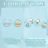 Vista 5 de UNICRAFTALE 10 piezas de 2 colores 304 de acero inoxidable abierto anillo componente DIY cúpula en blanco anillo de fabricación de anillos de copa