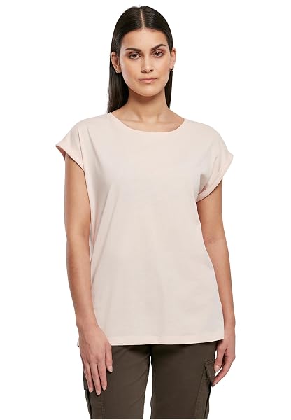 Urban Classics Ladies Organic Extended Shoulder Tee, Maglietta Donna, Rosa (Pink), XL