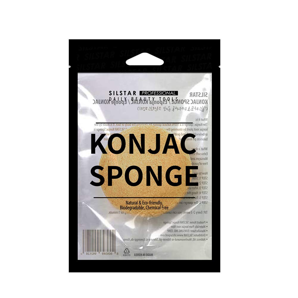 SILSTAR PROFESSIONAL KONJAC Sponge Facial Sponge Bath Sponge Amazing Cleansing for Dry OR Mature Skin - Chamomile Yellow