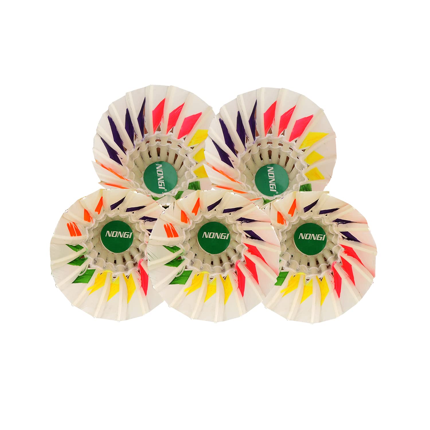 NONGI Designer Feather Badminton Shuttle Pack of 5 for Indoor Outdoor Badminton Sports (B0987BY4GV) Amazon Price History, Amazon Price Tracker