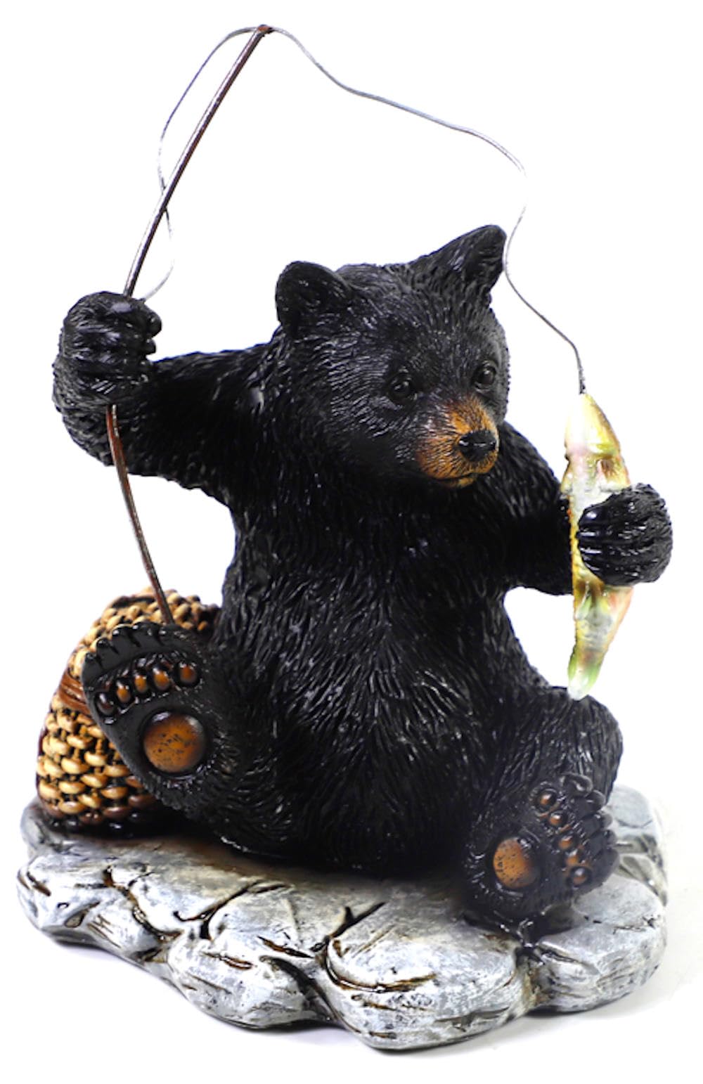 The Bridge Collection 6.5" Fishing Black Bear with Fish Figurine