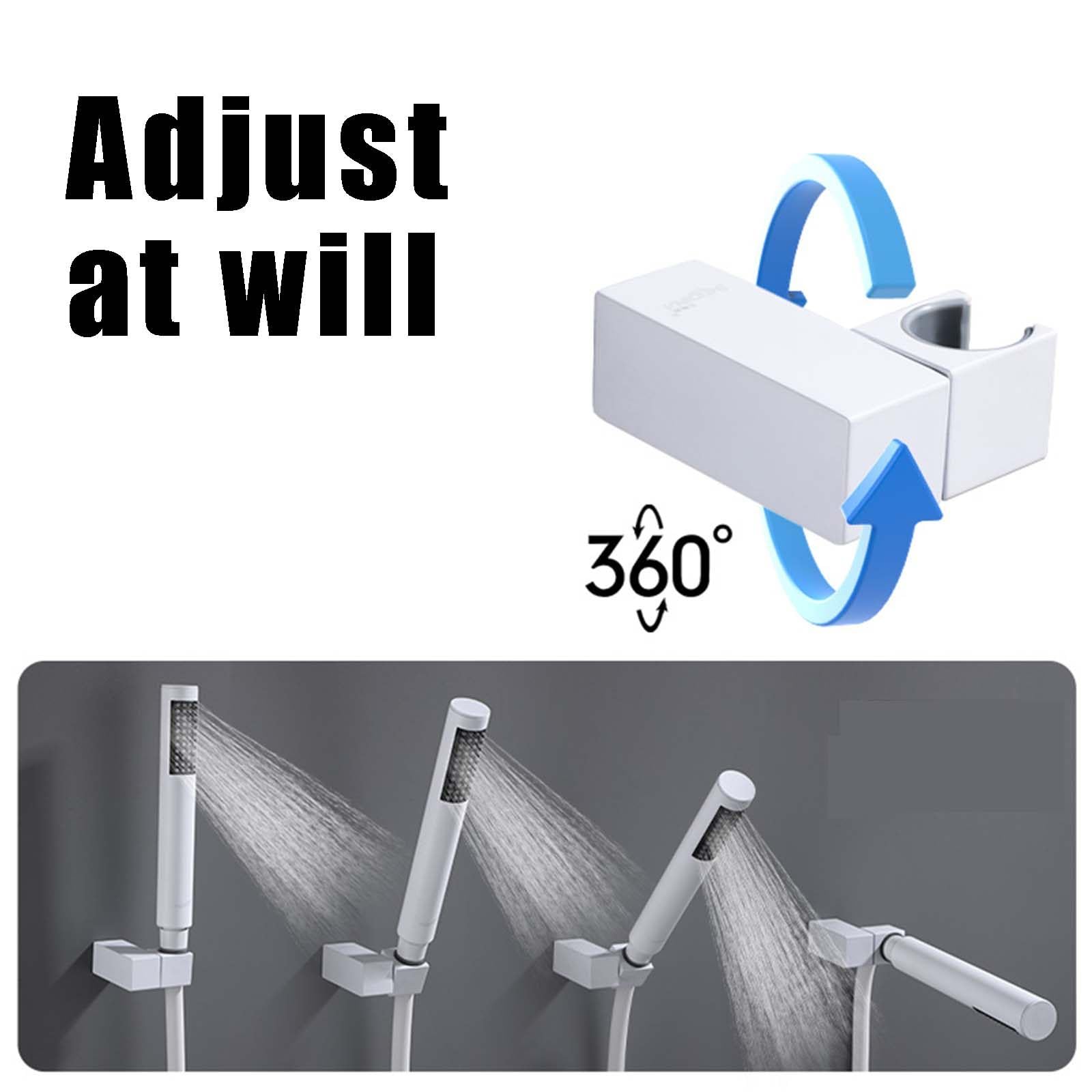 Soporte Ducha Pared Blanco Soporte Alcachofa Ducha Latón Soporte Ducha Rotación de 360° Soporte de Ducha Instalación de Perforación Soporte para Ducha Enchapado Soporte Cuadrado Ducha Barra