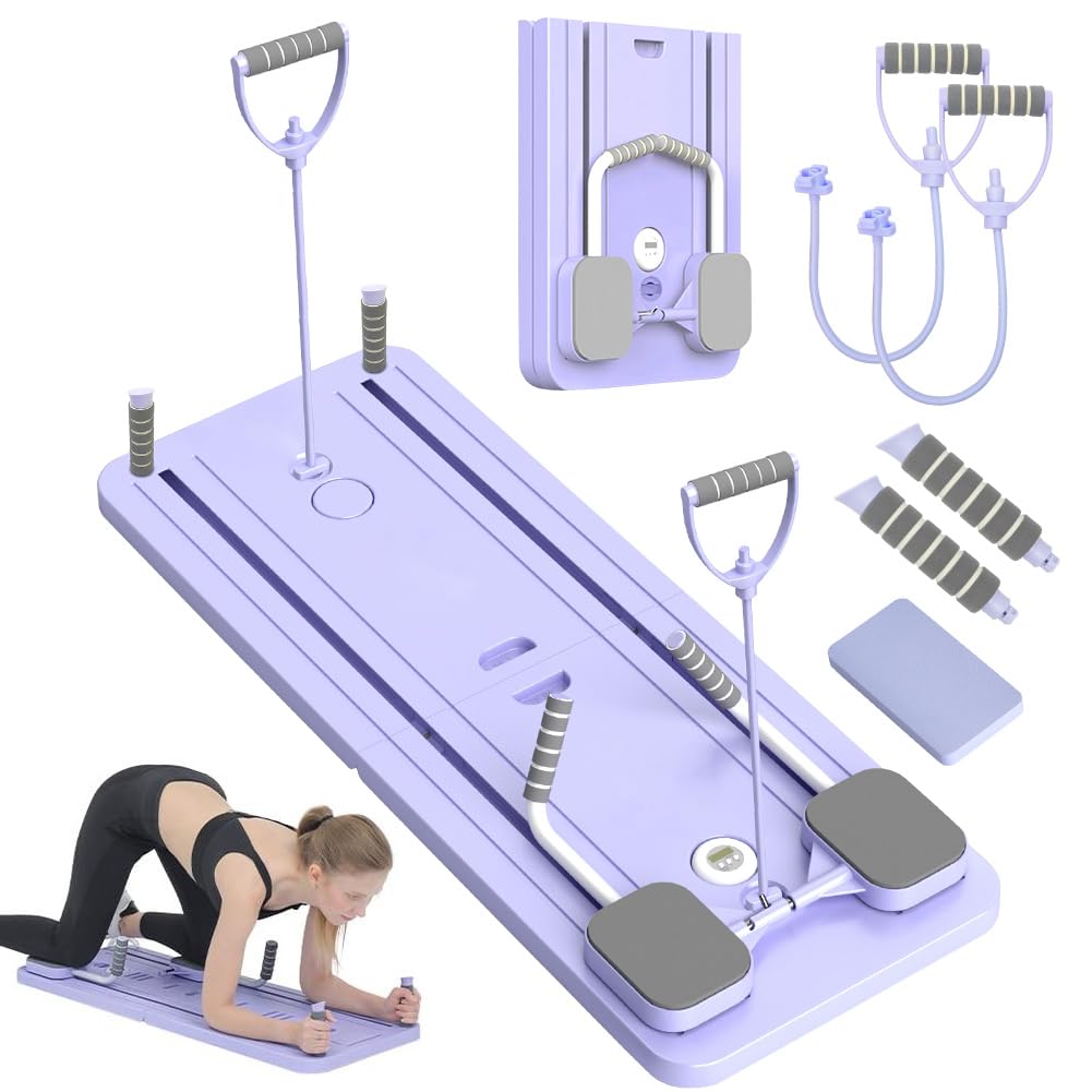 DASIAUTOEM Pilates Board, Pilates Reformer Set, Faltbarer Pilates Reformer Fitnessgeräte Für Zuhause, Bauch Trainingsgerät mit Automatischer Rückprall und Spannseil Für Home Workout Equipment
