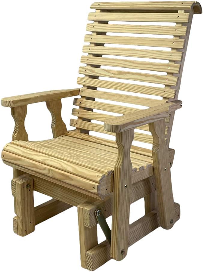 Amish Casual Heavy Duty 600 Lb Roll Back High Back Treated Glider Chair (Unfinished)