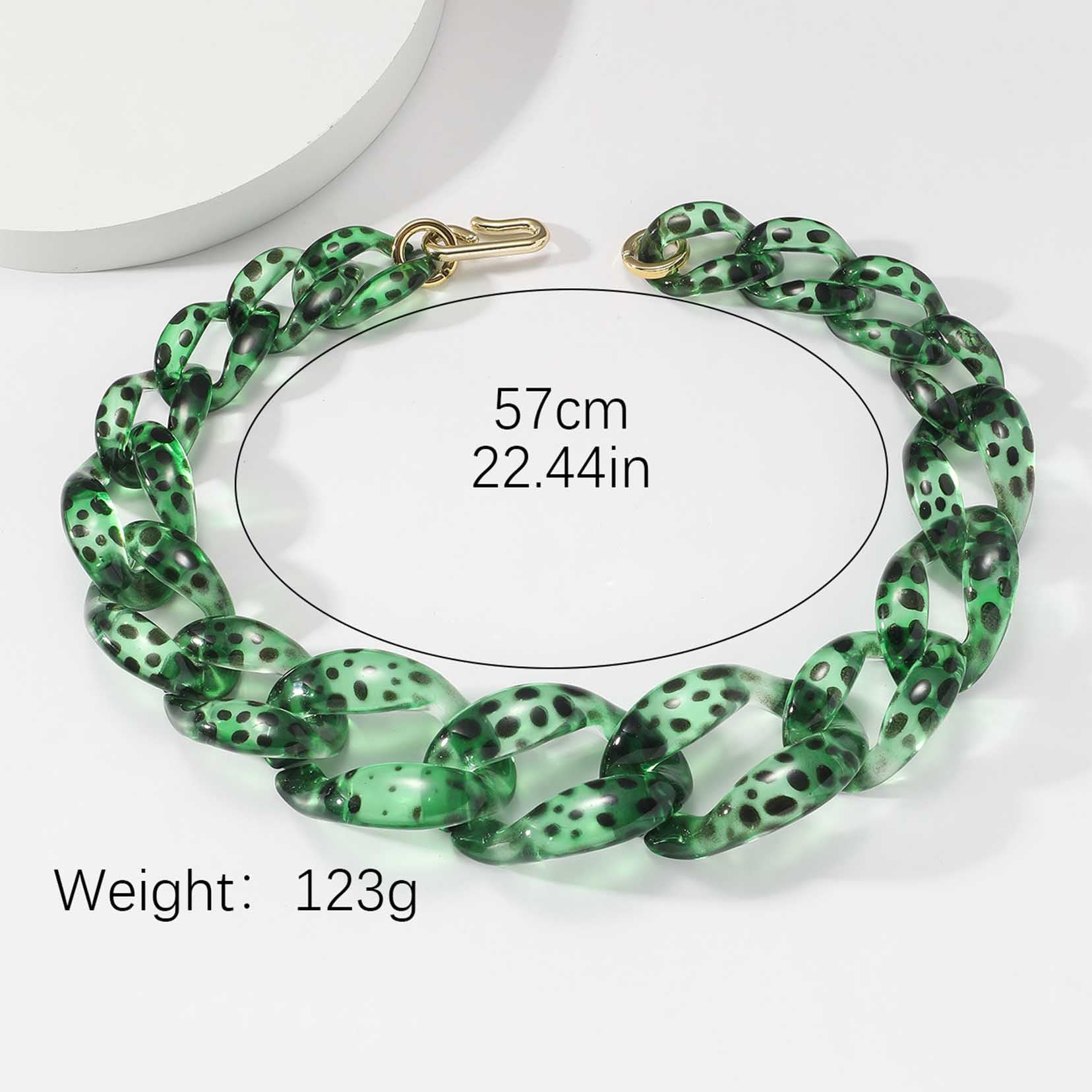 Collana Grosso acrilica Lunga Punk Cubana Collegamento Cubano a Catena Choke Leggera Boho avvolgimento di collegamenti Regali di Gioielli di Moda per Donne Green