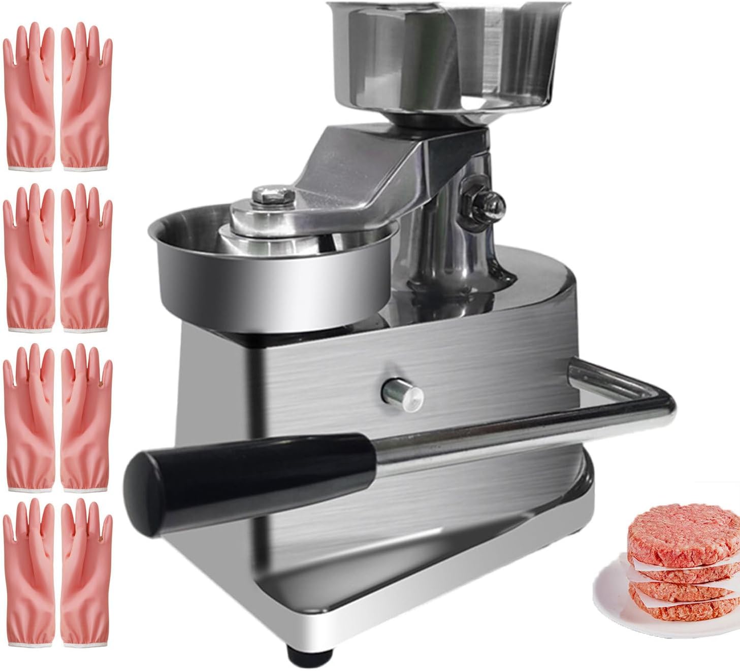 Manual Cookie Presses, Commercial Hamburger Press 10/13/15cm Meat Processor Hamburger Press, Hamburger Forming Machine, Stainless Steel for Easy Cleaning,15cm,