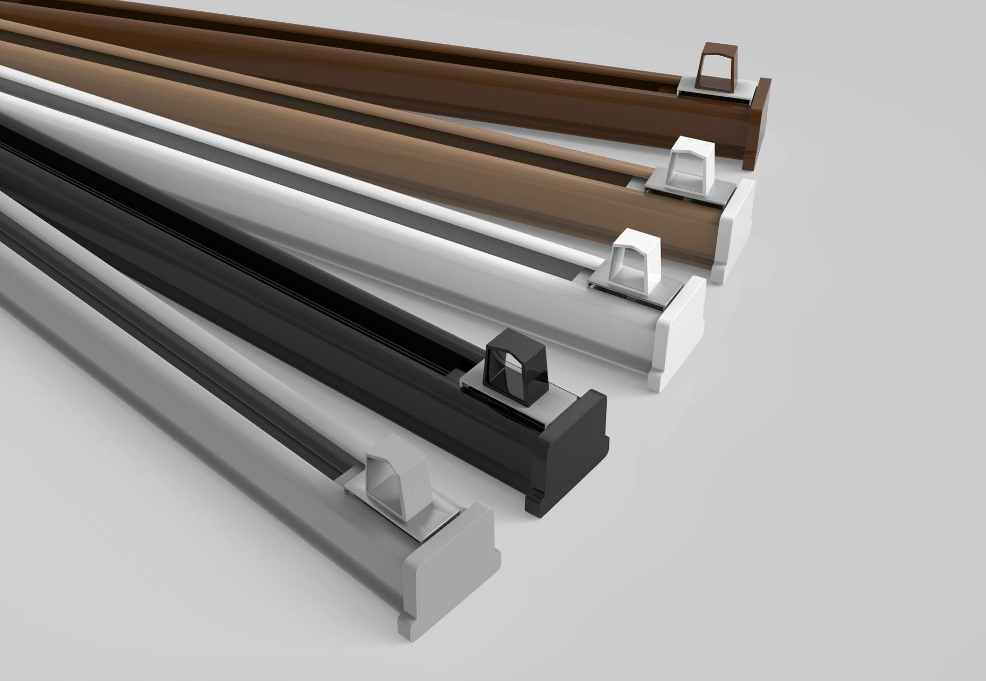 ALOHA Gardinenschiene ITU / 1-läufig / 400cm / mit Faltenlegehaken/Schwarz | Vorhangschienen aus Aluminium, Deckenbefestigung