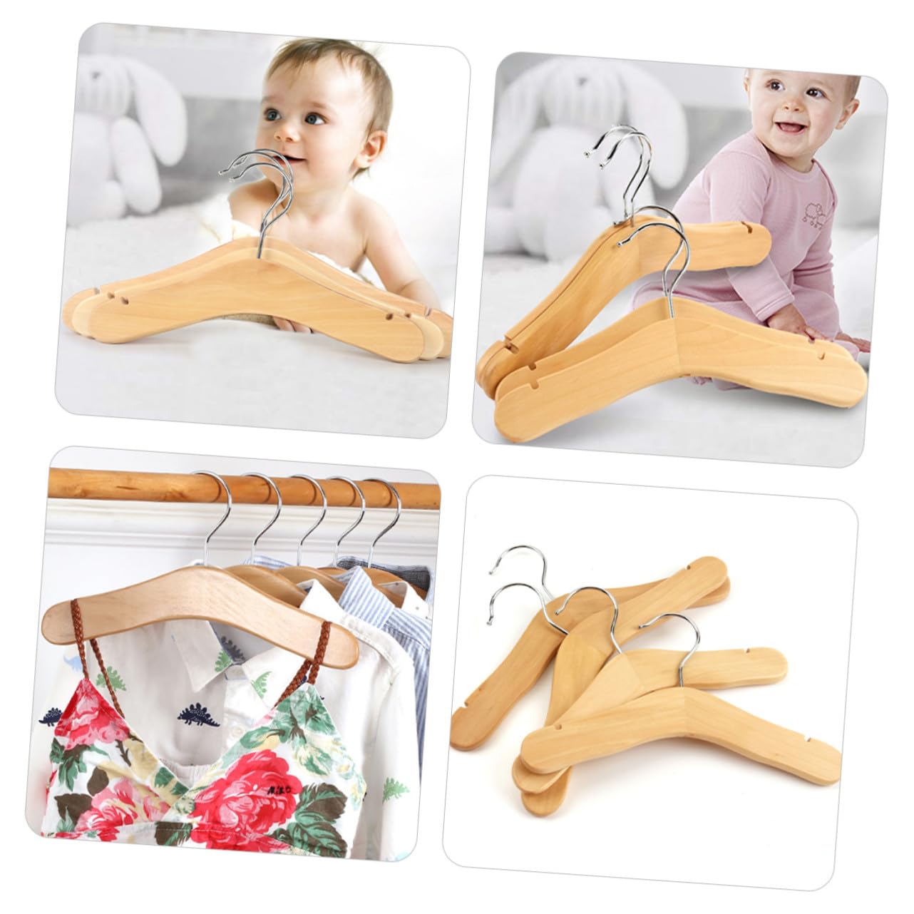 Perchas de Madera para Niños 5 Piezas, Perchas Pequeñas