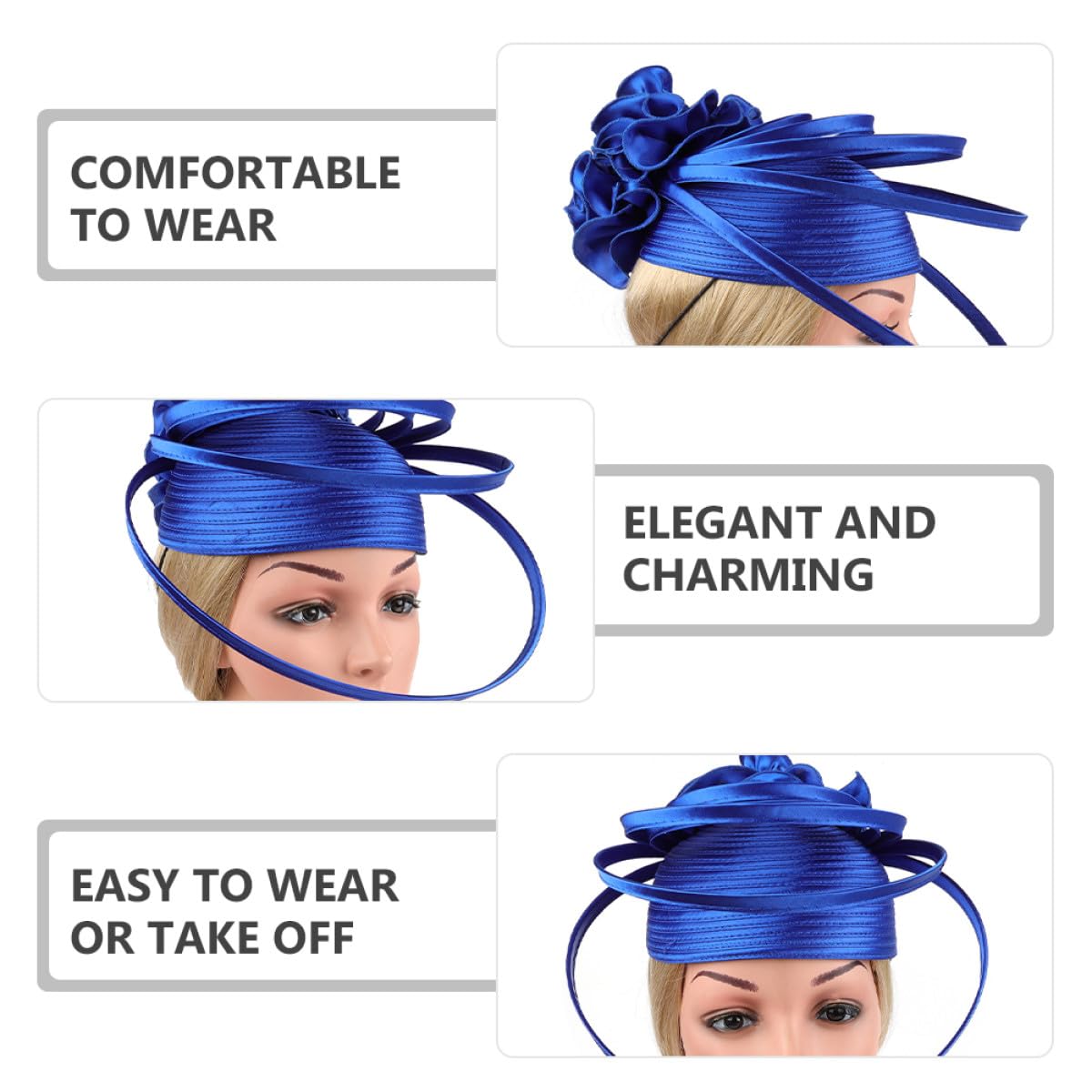 Fascinator Donna Raffinato da Cerimonia Cappello da Sposa Leggero in Poliestere Blu per Banchetti e Party Raffinati Design Sofisticato e Resistente allo Sbiadimento