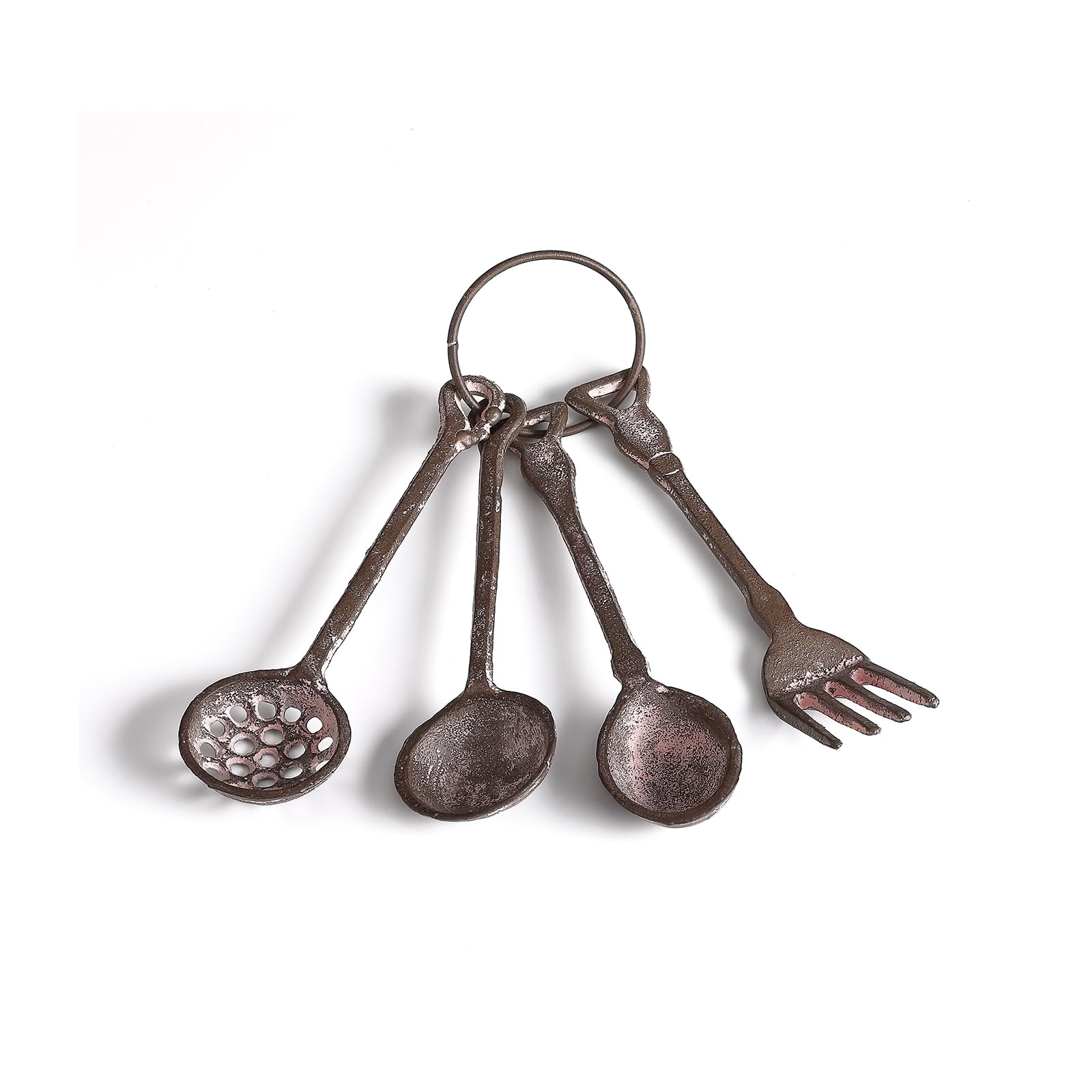 WEMPOLU Vintage Kitchen Utensils Set - Wall Mounted Decor for Restaurant Dinning room - Cast Iron Fork, Spoon, Ladle and Strainer