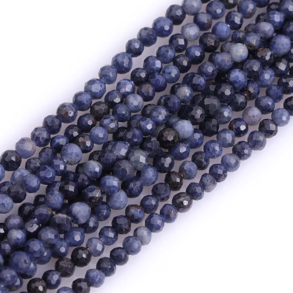 GEM-Inside 3mm Natural Tiny Sapphire Faceted Round Spacer Small Beads for Jewelry Making 15" — image 1