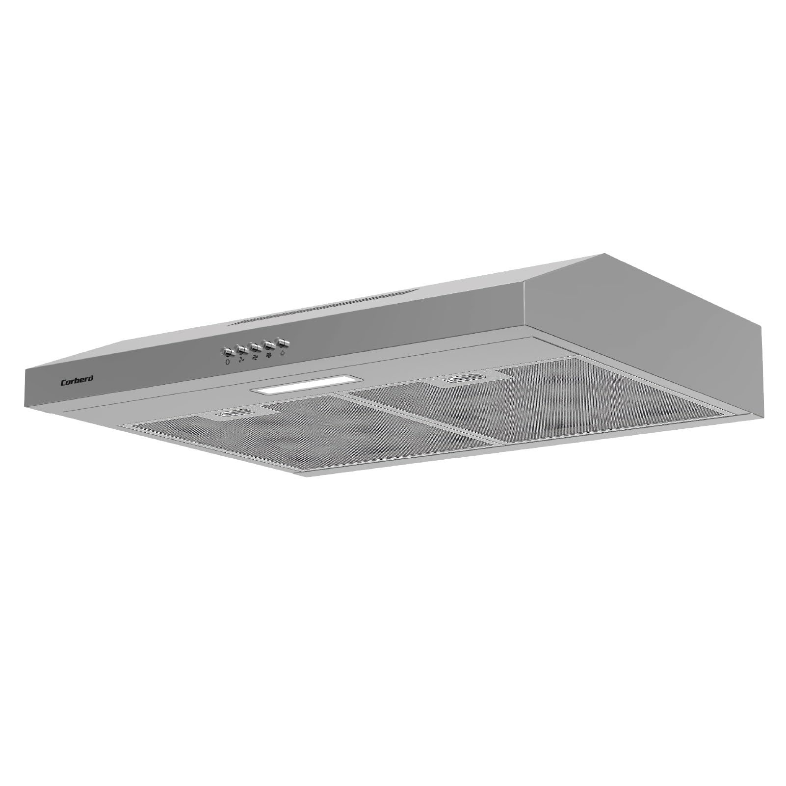 Corberó Konventionelle Dunstabzugshaube, 60 cm, IVORI626X, 194,9 m³/h, 61 dB, 20 W, LED, 3 Geschwindigkeiten, 2 Filter aus Aluminium + Kohle, Edelstahl