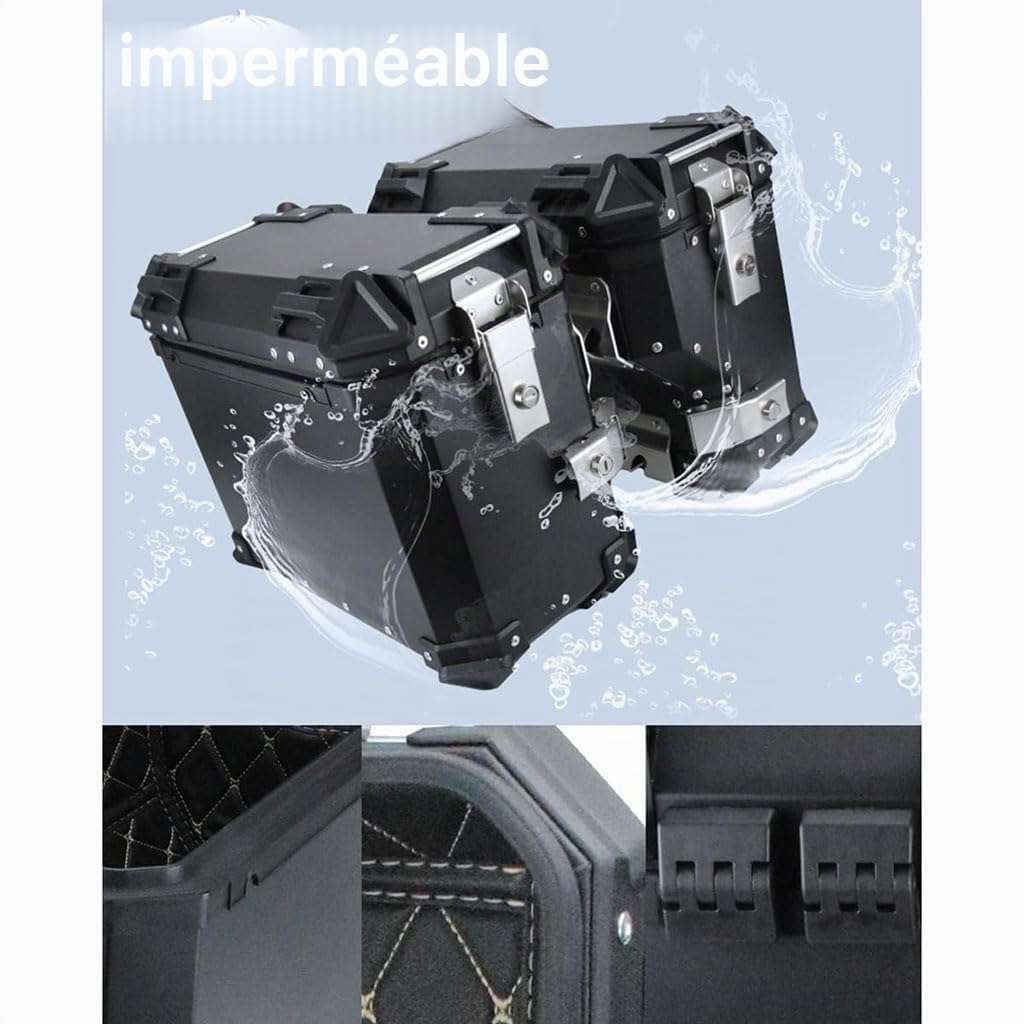 Valise latérale Universelle de Moto 38L, Sacoche de Moto pour Moto de Tourisme, Sacs de Selle rigides en Aluminium, boîte arrière, Coffre Universel,B,Silver