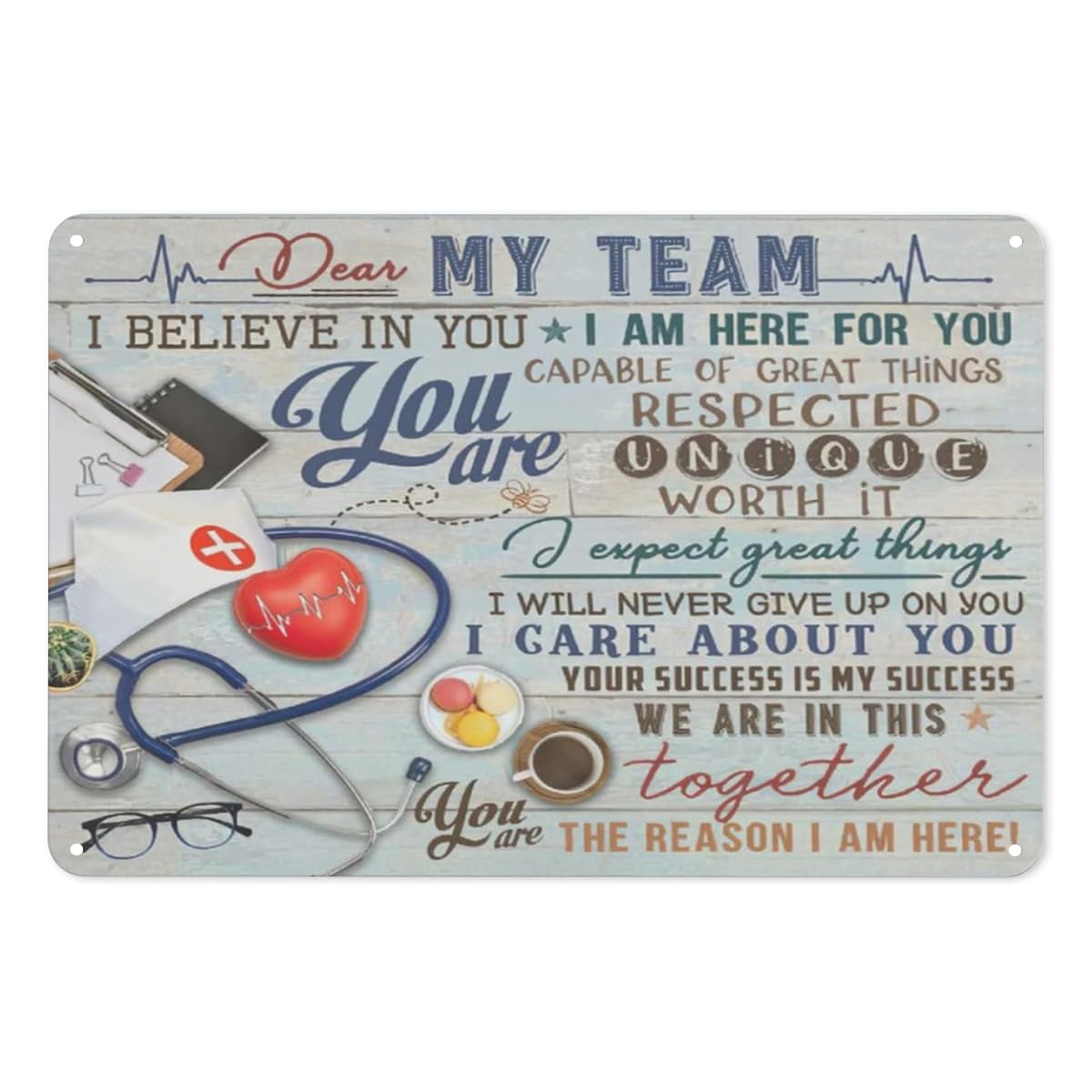 Kwqdozf As Pic Dear My Team Nurses Tin Sign Funny Inspirational Metal Wall Decor Foroffice